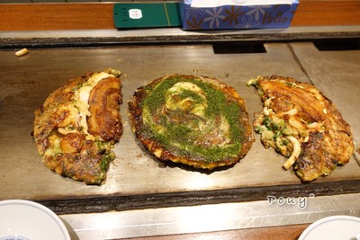 Okonomiyaki ที่ใส่ต้นหอม แทนกะหล่ำปลี