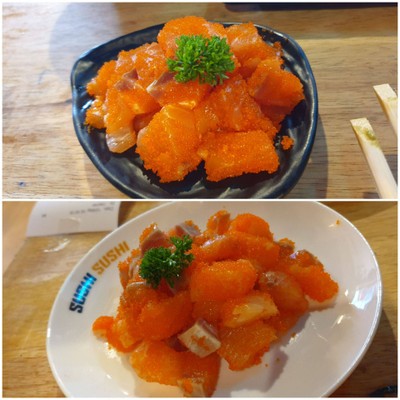 แซลมอนคลุกไข่กุ้ง