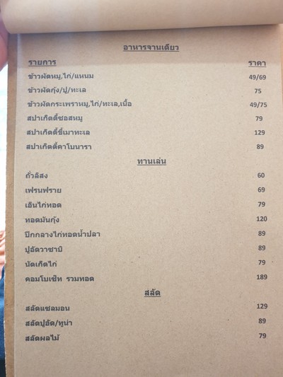 ป้ายราคาหรือสมุดเมนู