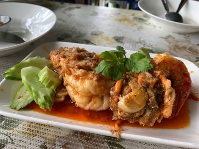 กุ้งแม่น้ำผัดกระเทียม