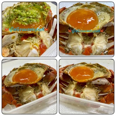 ปูไข่นึงนมสดโปะไข่ดองน้ำปลา