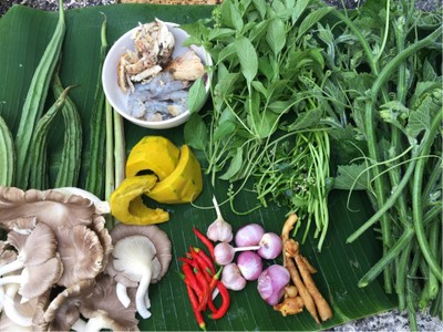 วิธีทำ แกงเลียงผักรวมใส่เนื้อปลาช่อนย่าง