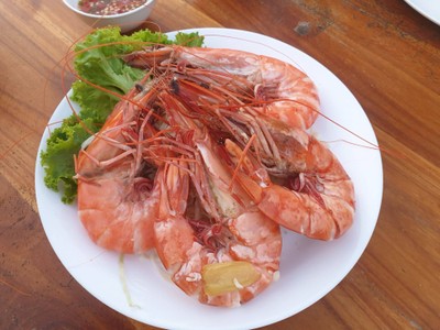 กุ้งลายเสือนึ่ง