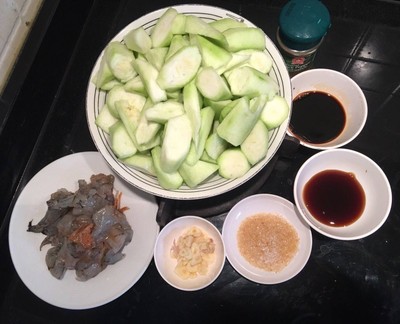 วิธีทำ บวบผัดกุ้ง