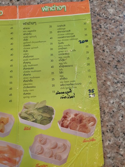 ป้ายราคาหรือสมุดเมนู