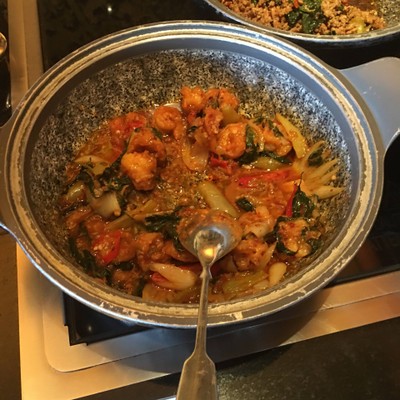 กุ้งผัดน้ำพริกเผา