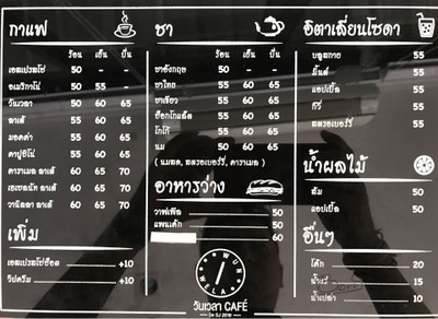 ป้ายราคาหรือสมุดเมนู