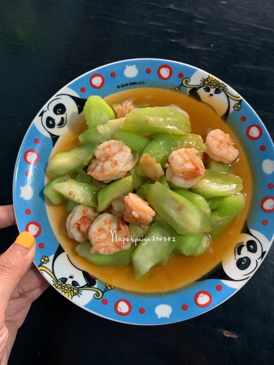 วิธีทำ บวบผัดกุ้ง