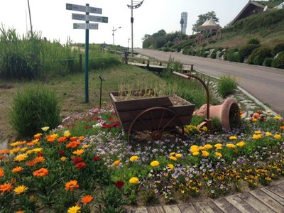 มุมดอกไม้สวยๆ ตรงทางเดินเข้าด้านหน้า