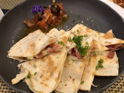Bacon, cheese quesadilla
