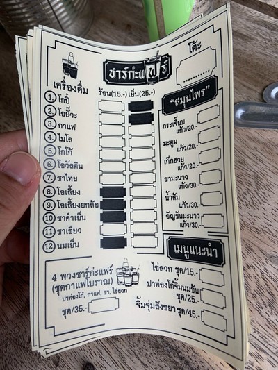 ป้ายราคาหรือสมุดเมนู