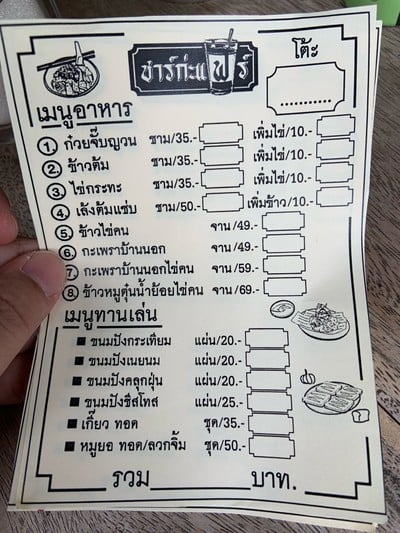 ป้ายราคาหรือสมุดเมนู