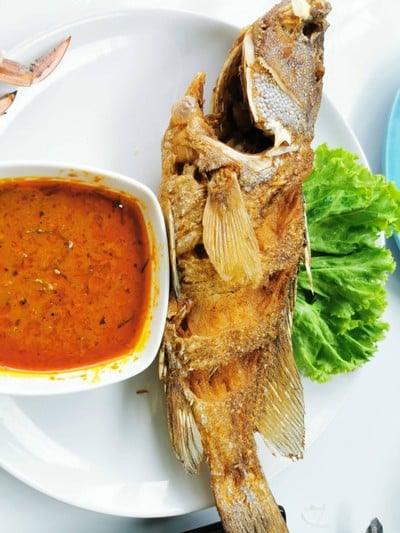 ปลาเก๋าราดพริกแกง