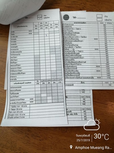 ป้ายราคาหรือสมุดเมนู