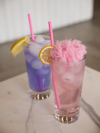 Pink Lemonade with Vodka ($12AUD) • Blue Butterfly Pea Tea ($4.5AUD)