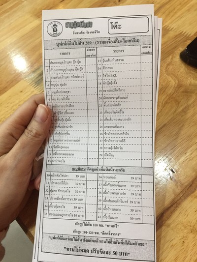 ป้ายราคาหรือสมุดเมนู