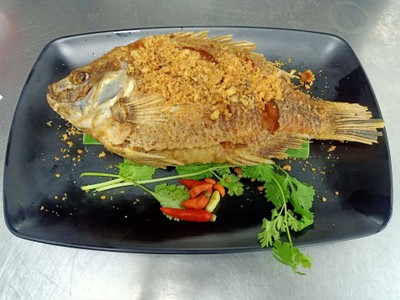 ปลาทับทิมทอดกระเทียม