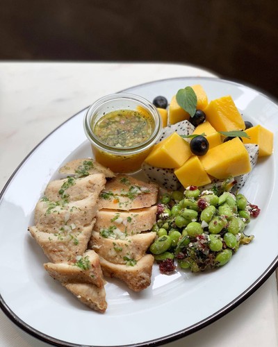 Mango Blueberry Dragon Fruit Salad + Chicken