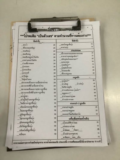 ป้ายราคาหรือสมุดเมนู