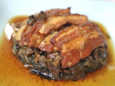 หมูสามชั้นอบผักแห้ง