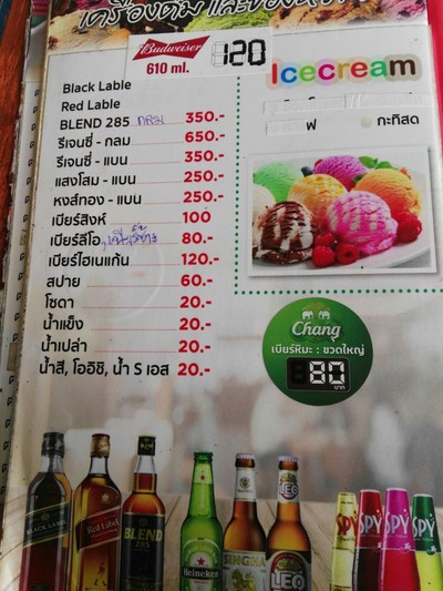 ป้ายราคาหรือสมุดเมนู