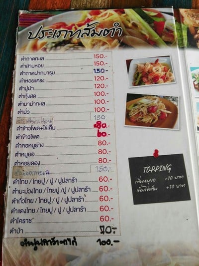 ป้ายราคาหรือสมุดเมนู