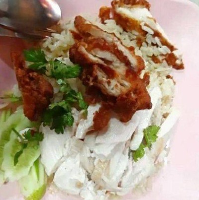 A1B ข้าวมันไก่ต้ม(น่อง)+ไก่ทอด ธรรมดา