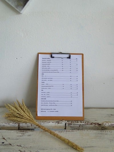 ป้ายราคาหรือสมุดเมนู