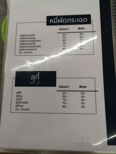 ป้ายราคาหรือสมุดเมนู