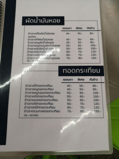 ป้ายราคาหรือสมุดเมนู