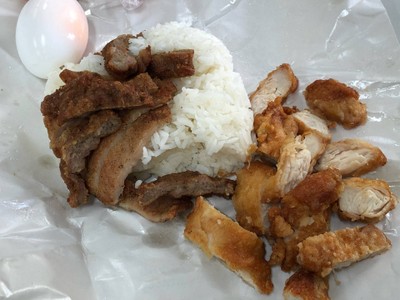 ข้าวหมูทอดพริกไทย+ไก่ทอด