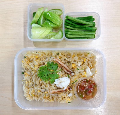 ข้าวผัดน้ำมันรำข้าว | เนื้อปู 20 g.