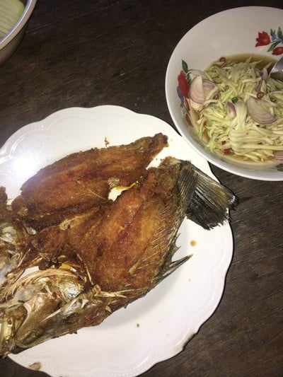 ปลากระพงทอดน้ำปลา