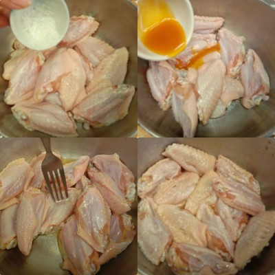วิธีทำ ปีกไก่ทอด+ข้าวเหนียวใบเตย