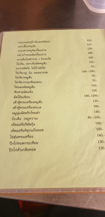 ป้ายราคาหรือสมุดเมนู