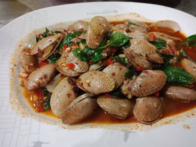 หอยลายผัดพริกเผา