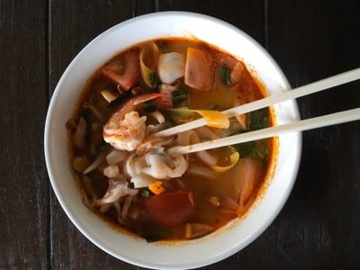 ก๋วยเตี๋ยวต้มยำสดทะเล 70 บาท