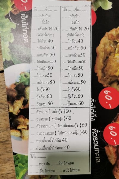 ป้ายราคาหรือสมุดเมนู