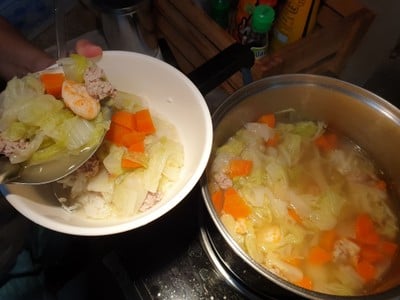 วิธีทำ ข้าวต้มกุ้ง+หมูสับ