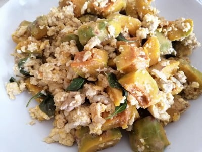 ฟักทองผัดไข่ใส่หมู