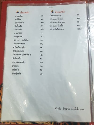 ป้ายราคาหรือสมุดเมนู