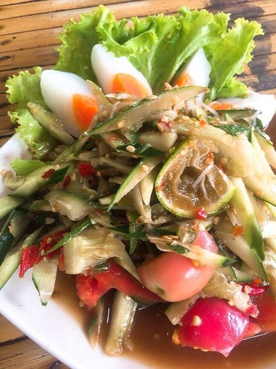 ตำแตงปูปลาร้าไข่ต้ม