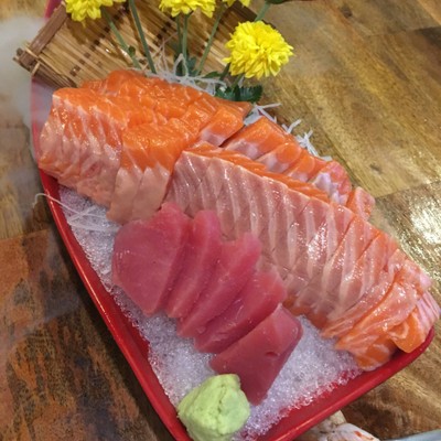 Salmon Sashimi .