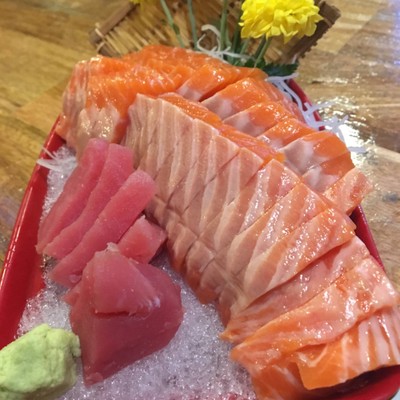 Salmon Sashimi .