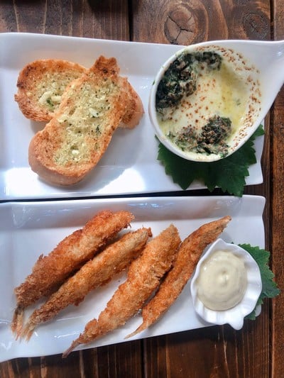 ผักโขมอบชีส ปลาไข่ทอด