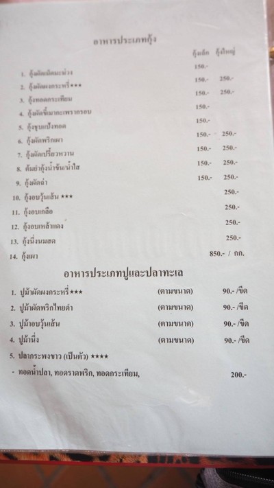 ป้ายราคาหรือสมุดเมนู