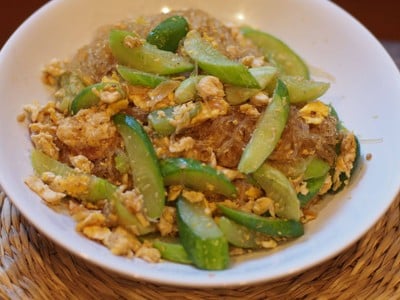 วิธีทำ แตงกวาผัดไข่ใส่วุ้นเส้น