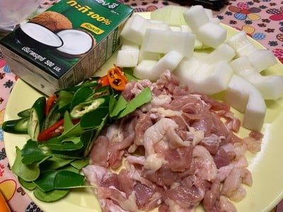วิธีทำ แกงเผ็ดฟักไก่