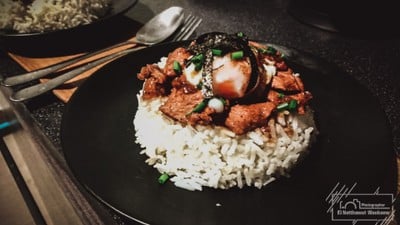 ข้าวหน้าหมู+ไข่ออนเซ้น (บูตะด้ง)