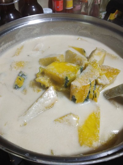 วิธีทำ ฟักทองแกงบวชกะทิโคตรสด